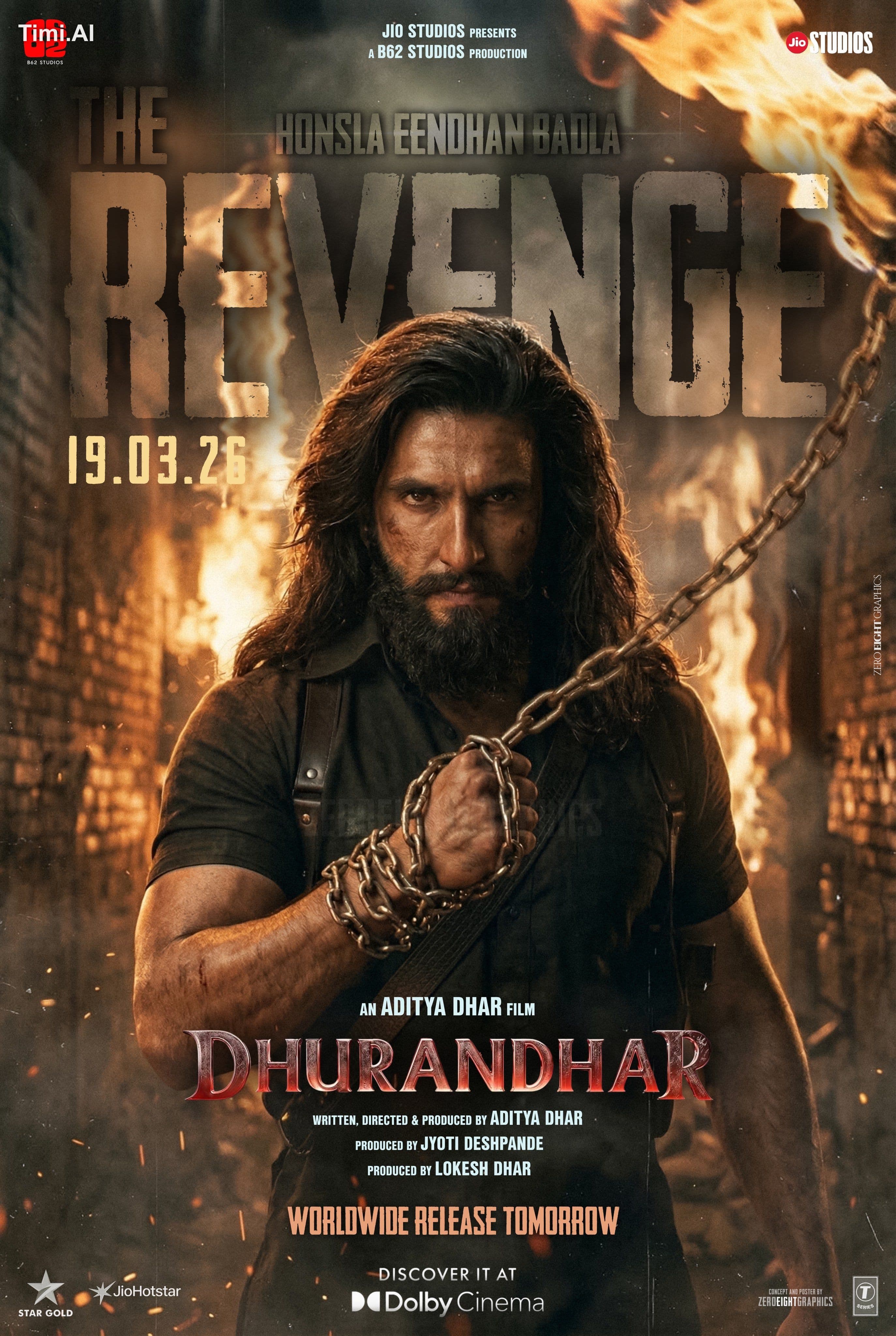 Fanmade Release Poster for Dhurandhar 2 featuring Ranveer Si