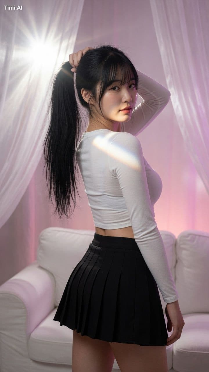Photorealistic studio portrait of a beautiful young East Asi
