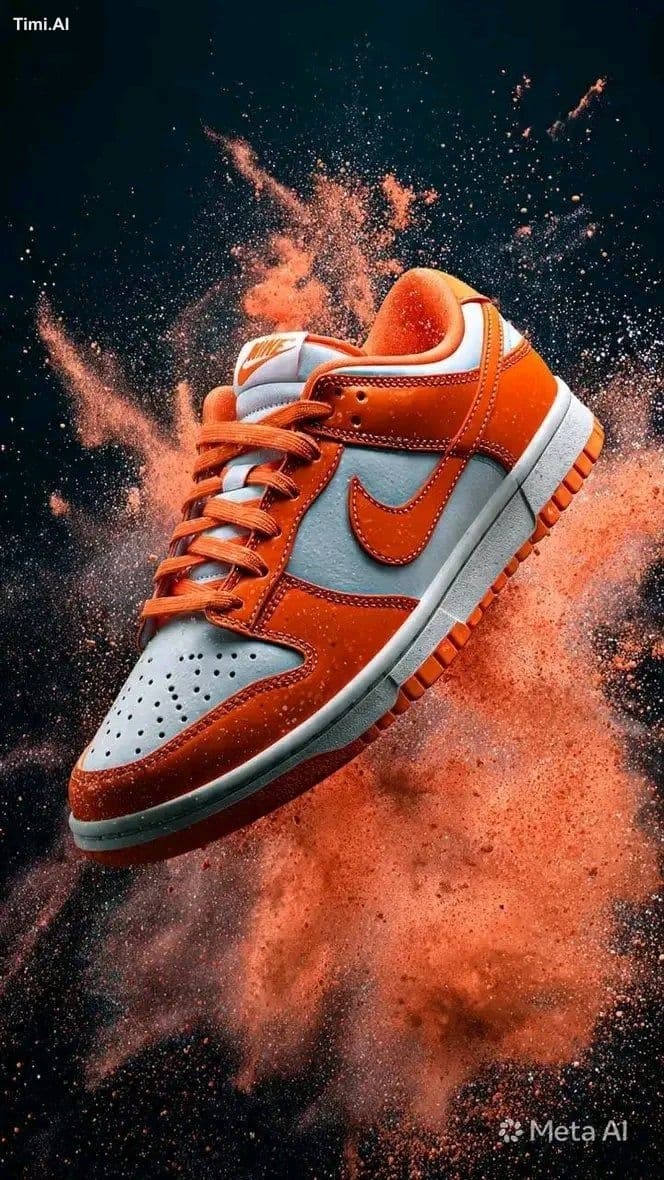 A hyper-realistic, high-angle dynamic product shot of a Nike