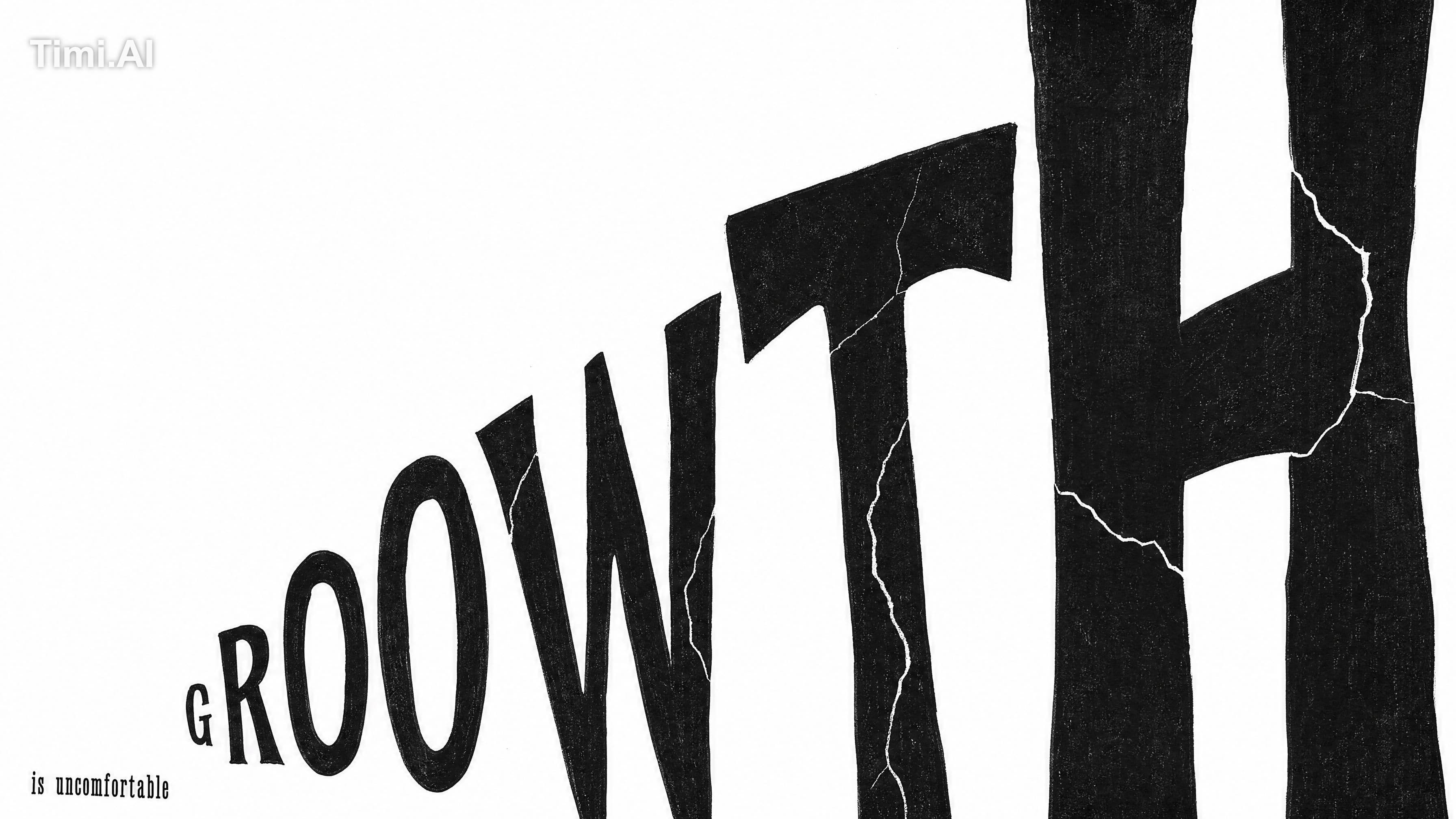 White background. The word "GROWTH" written with each letter