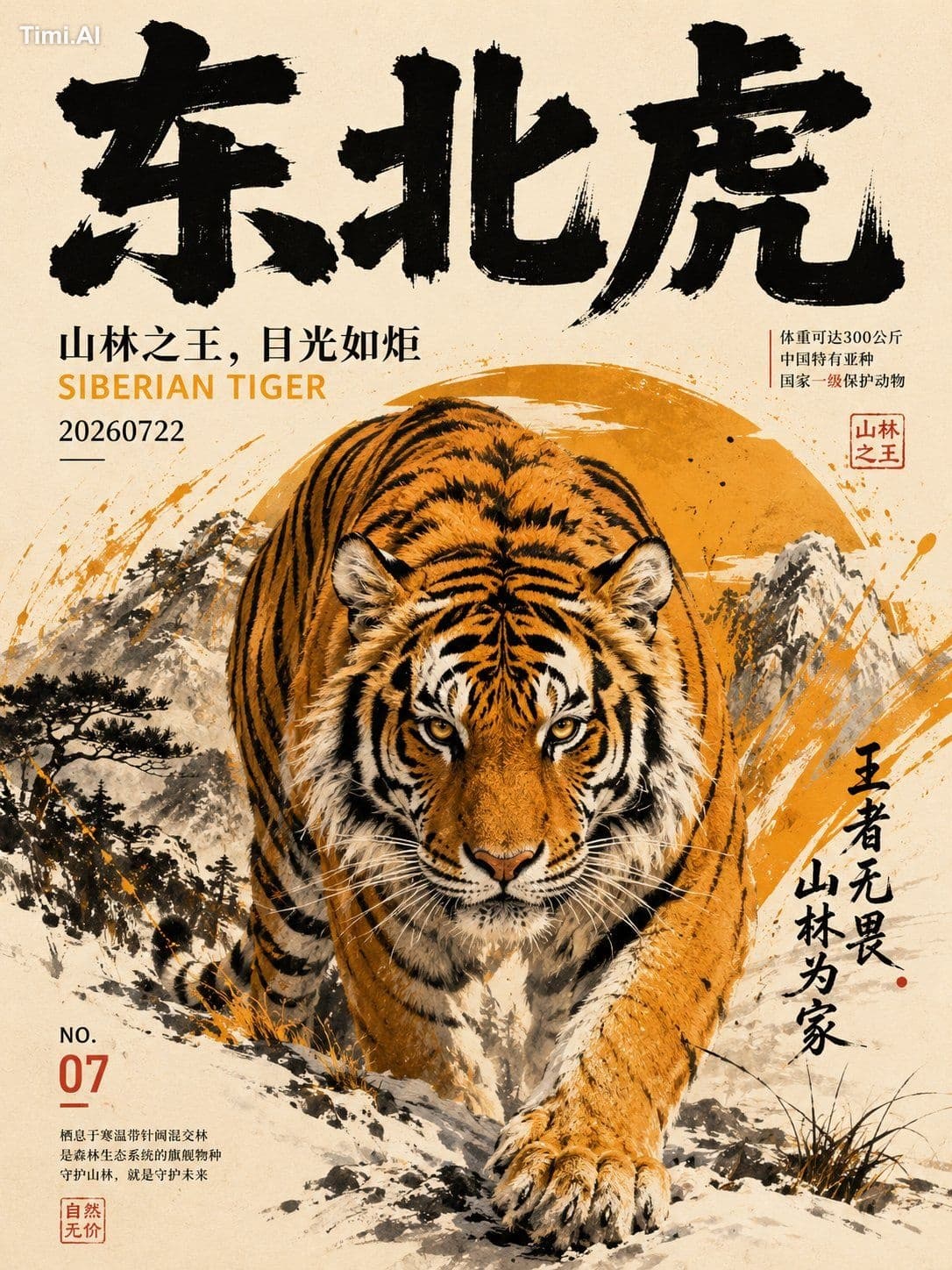 请创作一张高级中文动物主题海报,3:4竖版,整体为东方现代美学海报风格,不是普通写实照片,也不是纯插画卡片,而是一张“主