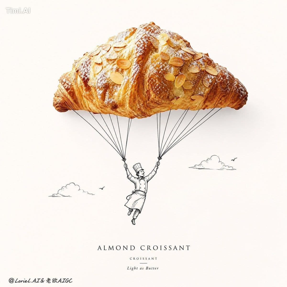 Create an ultra-premium minimalist bakery poster for an almo
