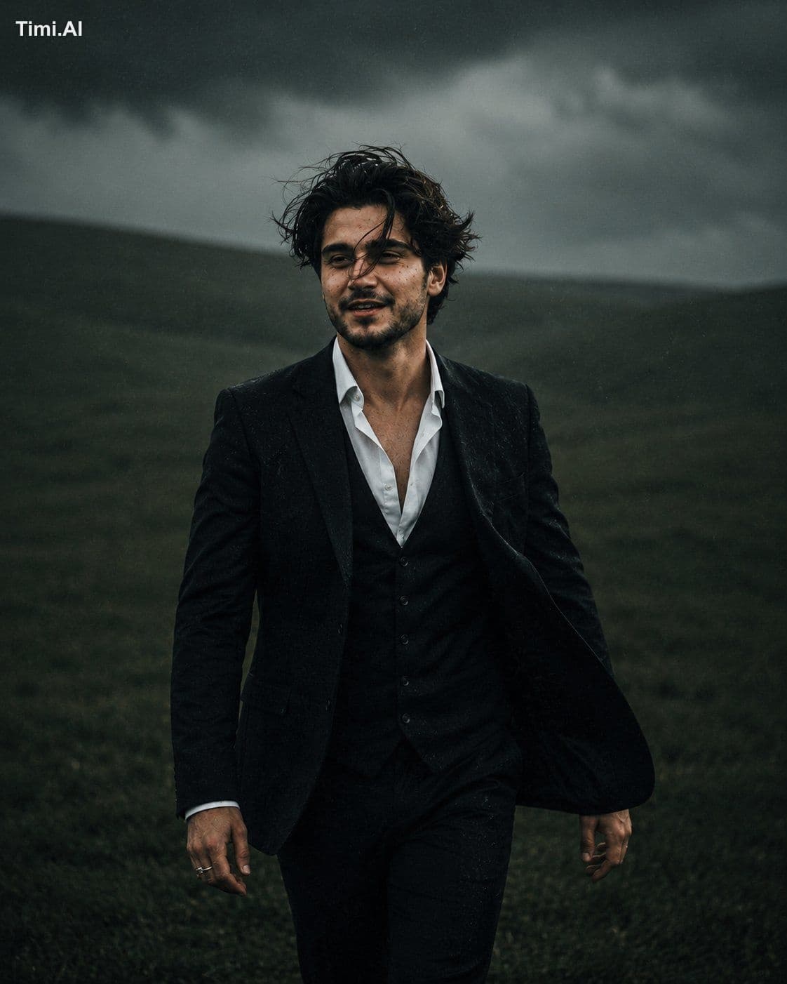Candid fashion editorial portrait of handsome young man with