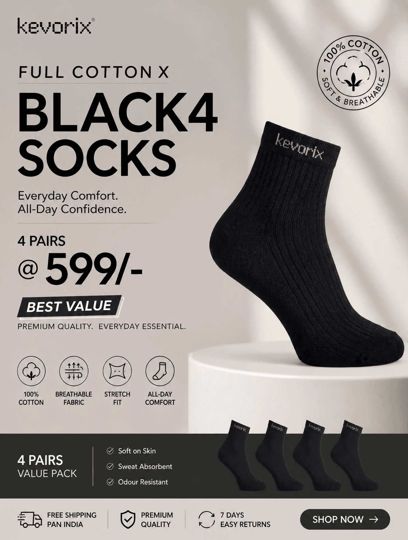 Make it meta ads marketing poster
Full Cotton X Black4 sock