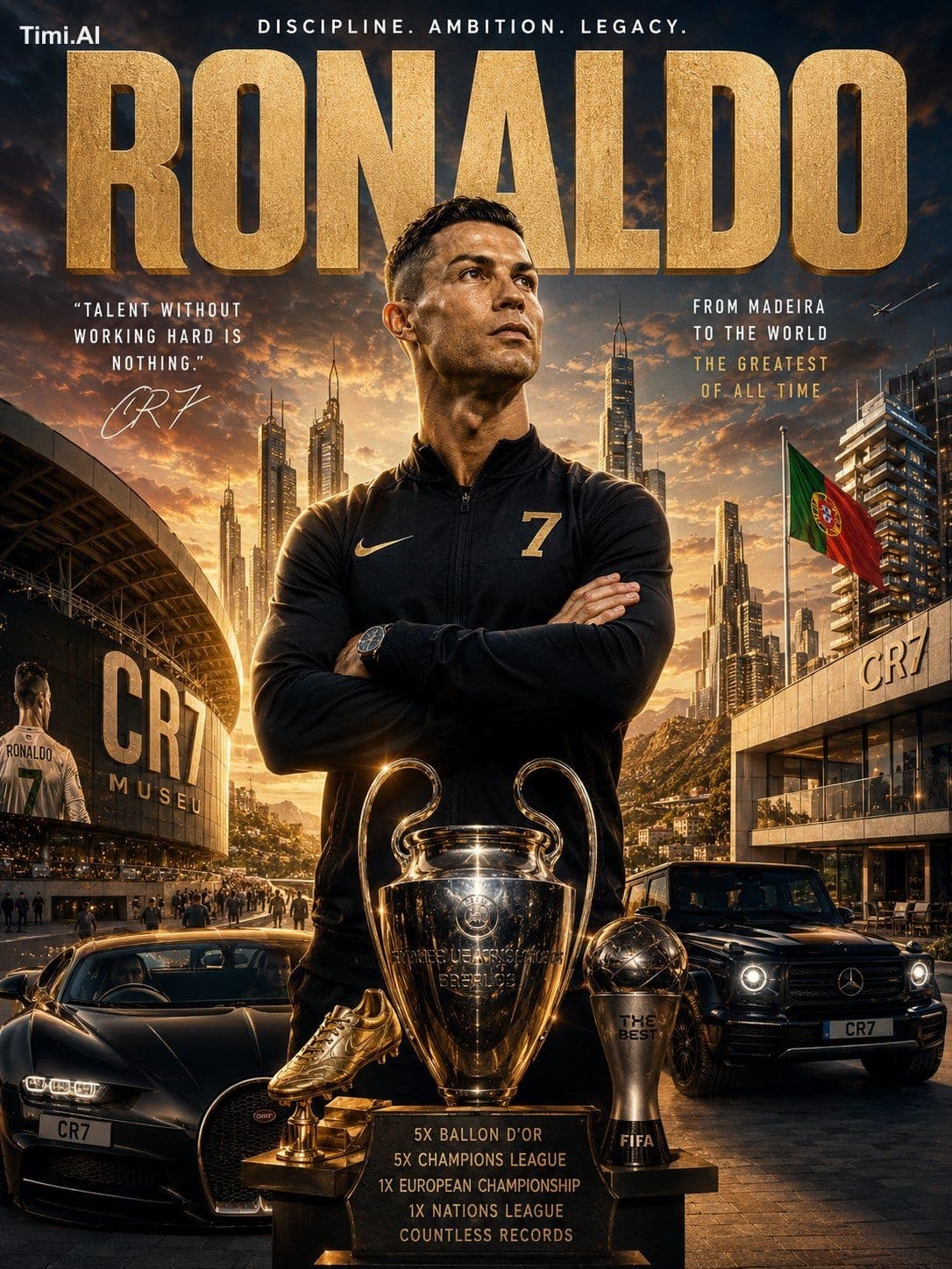 Ultra-detailed cinematic poster of Cristiano Ronaldo standin