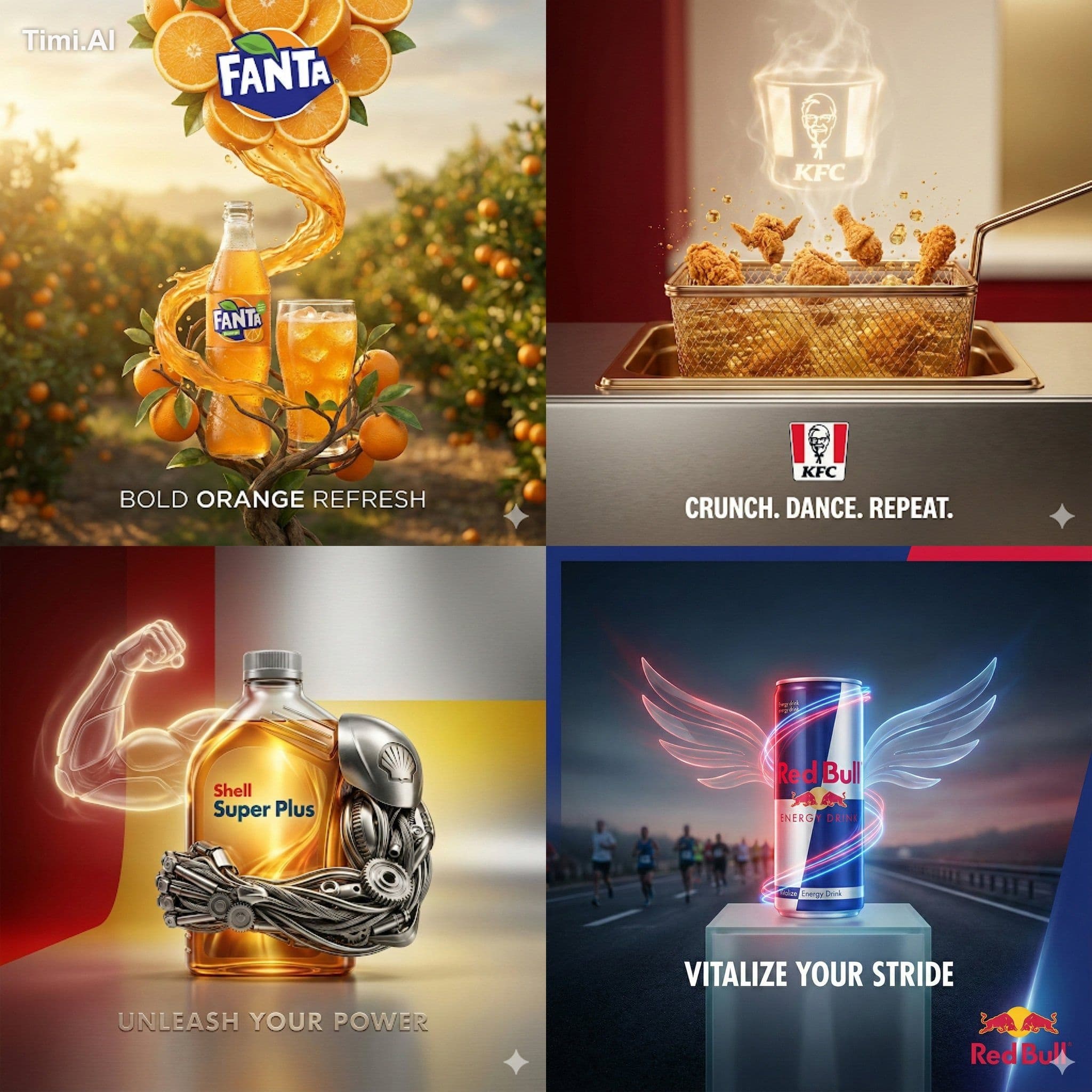 Create a square 2x2 premium advertising concept board with f