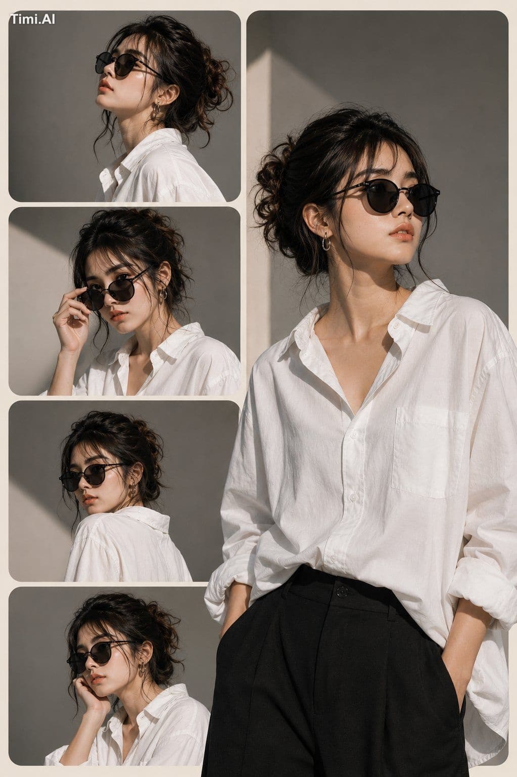 Create a stylish editorial fashion collage featuring the sam