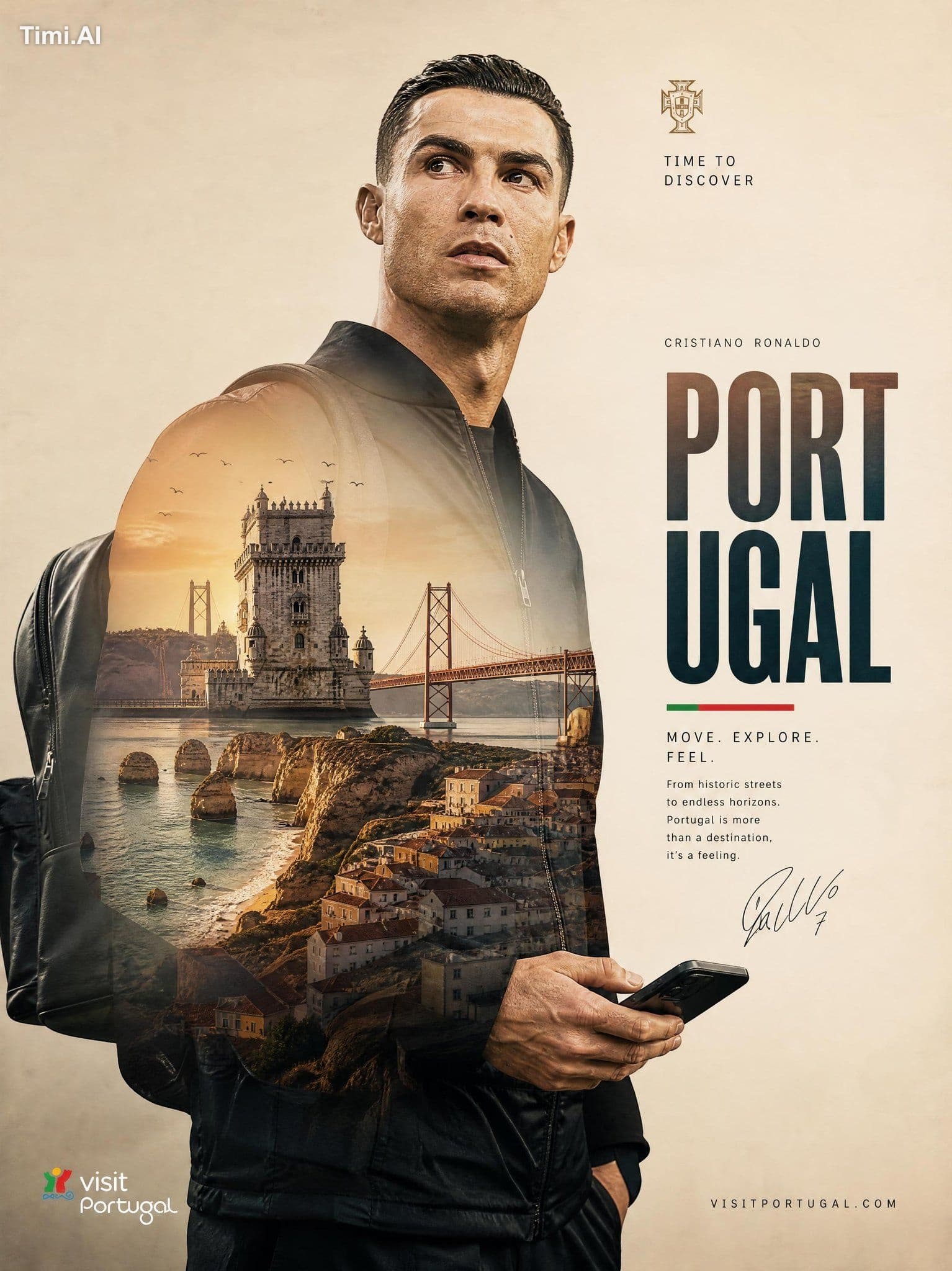 Ultra-premium travel tourism poster featuring Cristiano Rona