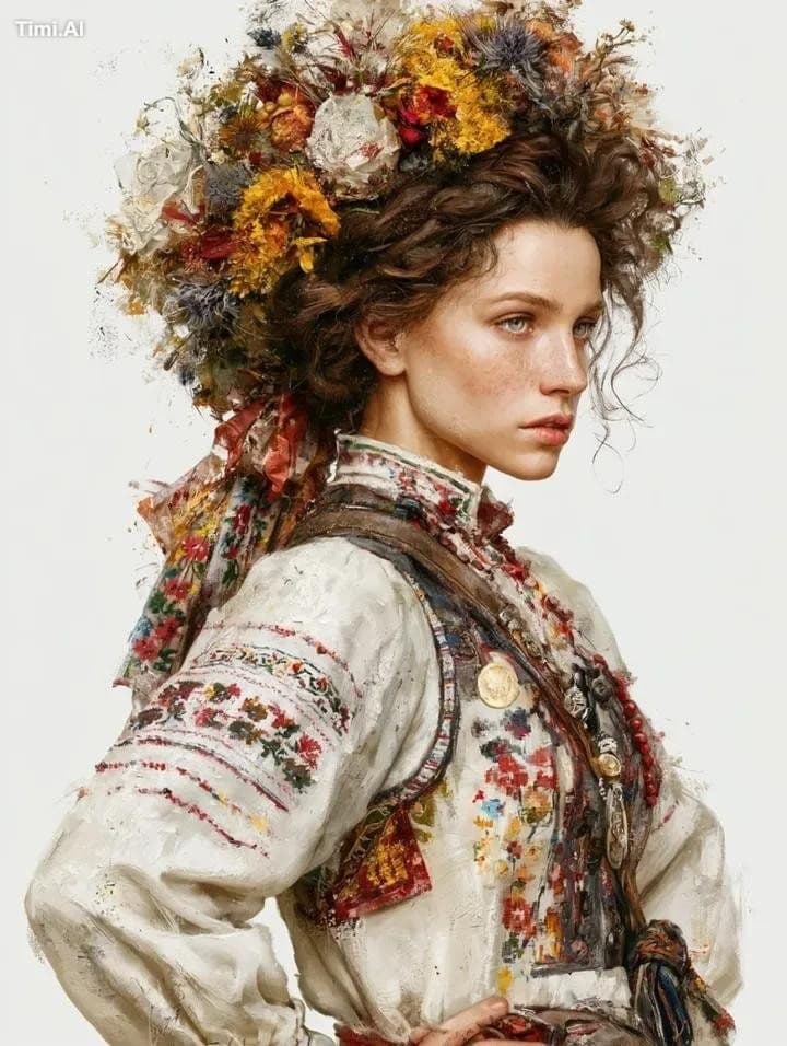A single highly detailed fine art portrait of a young Slavic