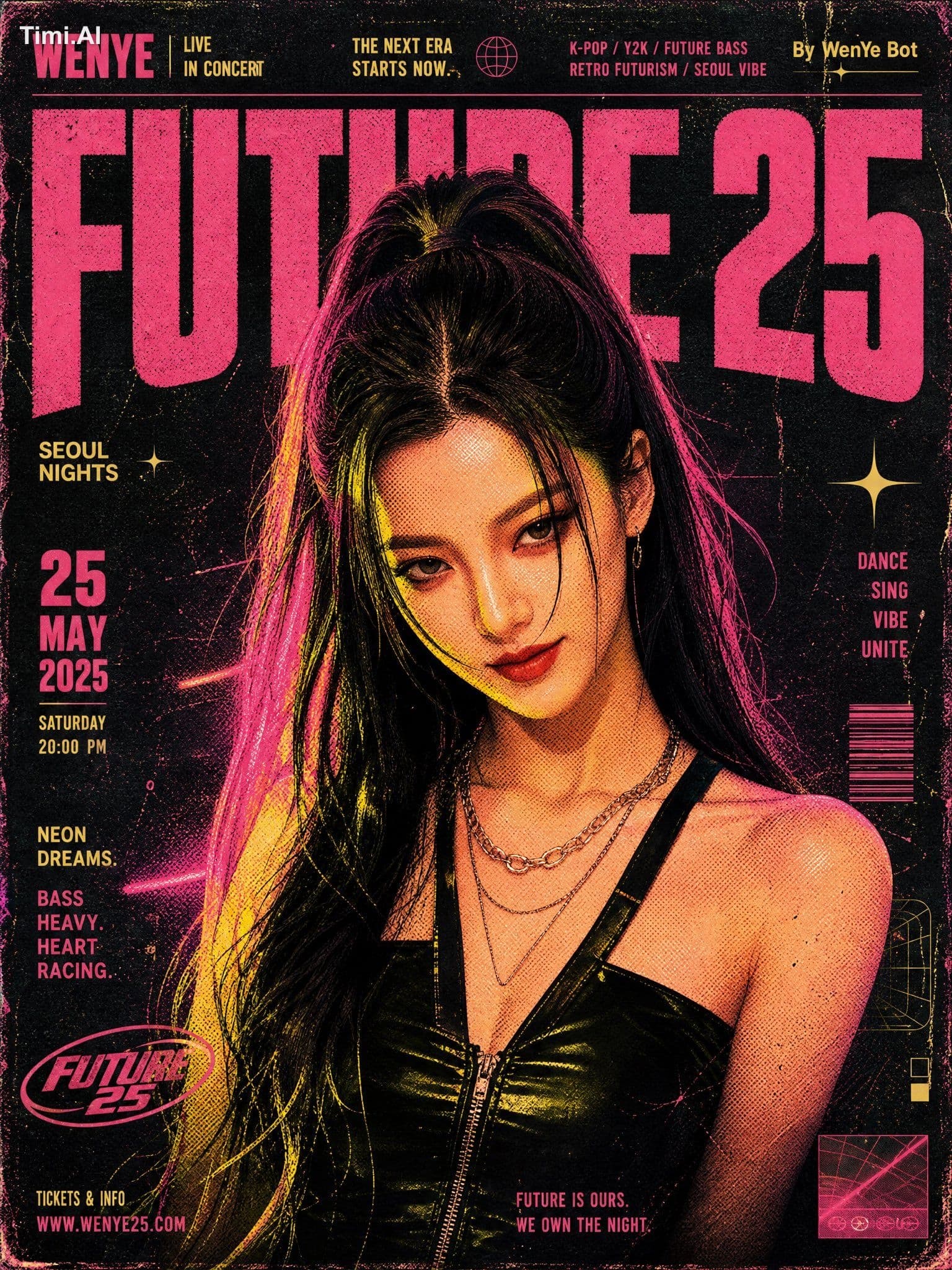 Retro music poster design, K-pop group performance poster, s