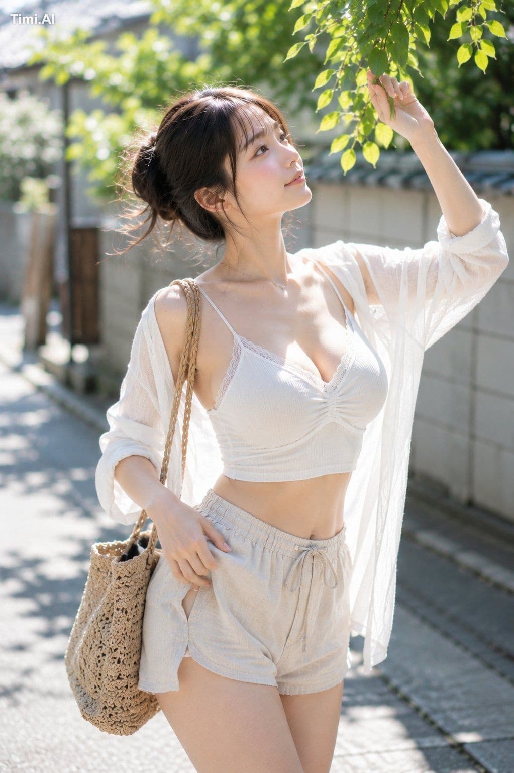 指先に触れた葉の揺れまで、今日の記憶になっていく気がした 🌿☀️🧺✨
#AIart #AI写真 #夏ポートレート