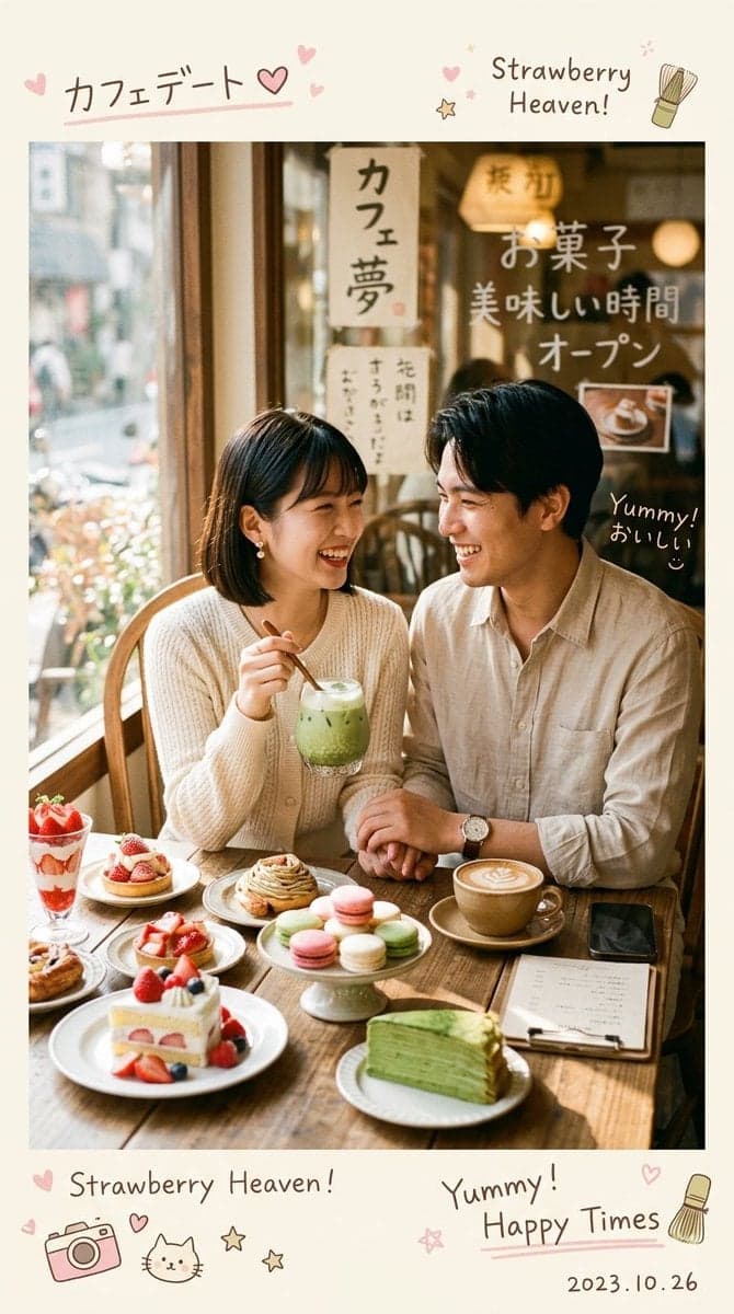 Ultra-realistic cozy Japanese-Korean café photography featur