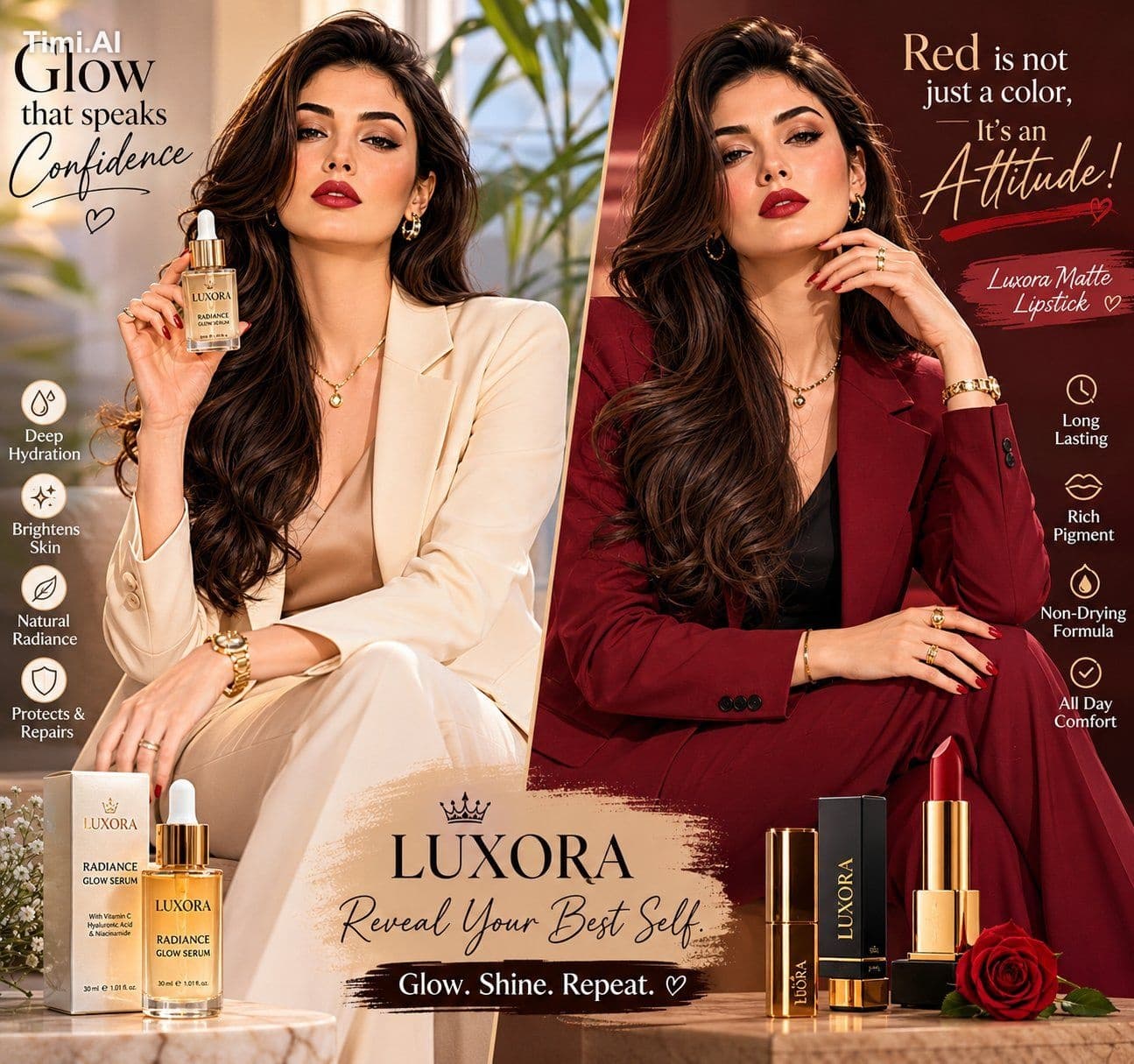 👇
(Create a luxury beauty advertisement poster featuring t