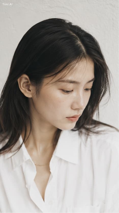 Portrait shot on 85mm f/1.8, editorial close-up of a Japanes