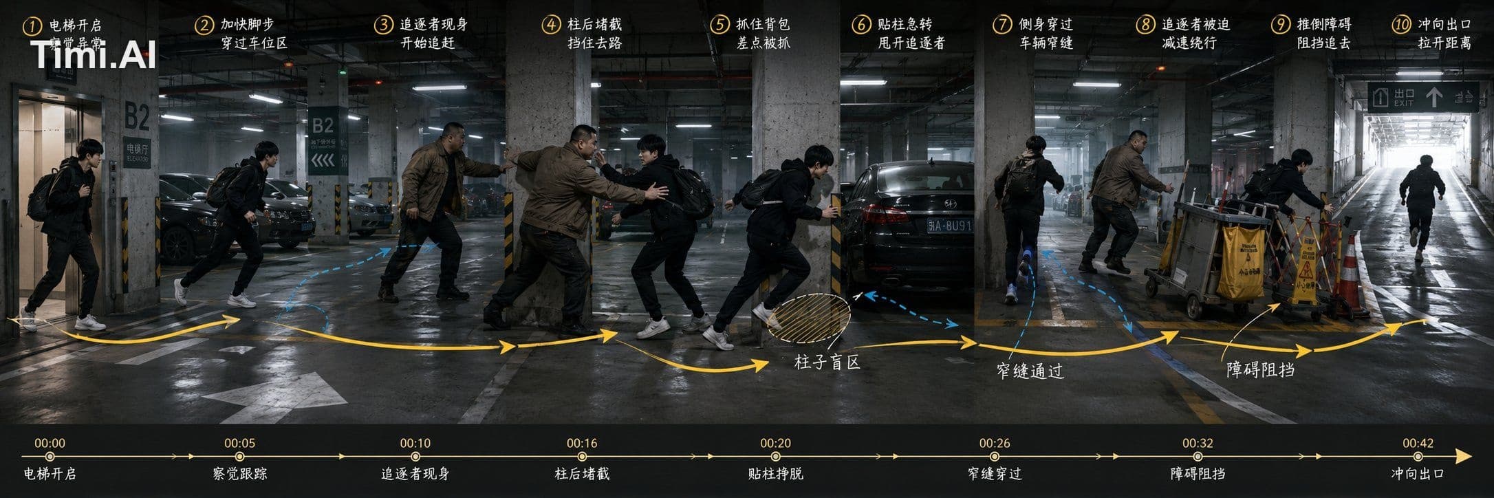参考图仅用于场景调度、人物关系和动作节奏参考。最终视频中不要出现任何文字、箭头、圈线、时间线或手绘标记,画面必须是干净的