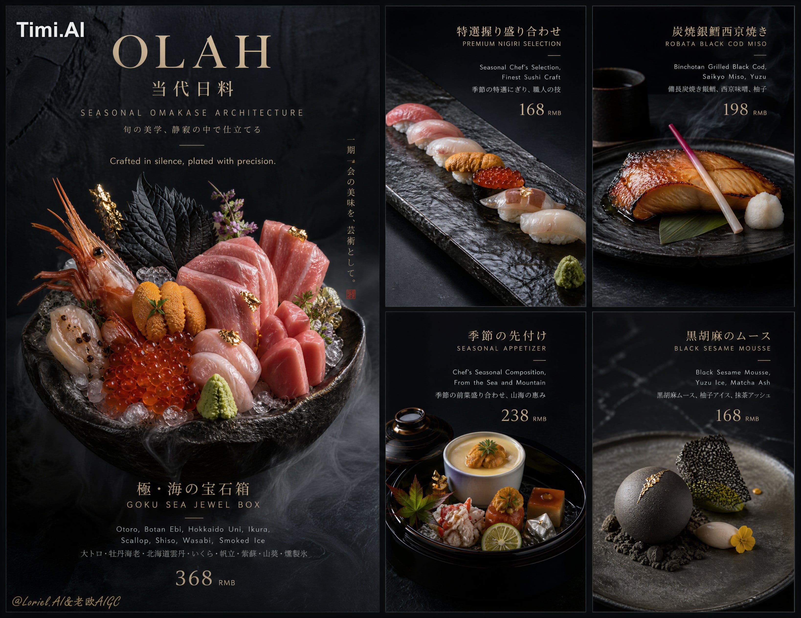 cheap menu design, buffet presentation, casual sushi takeout