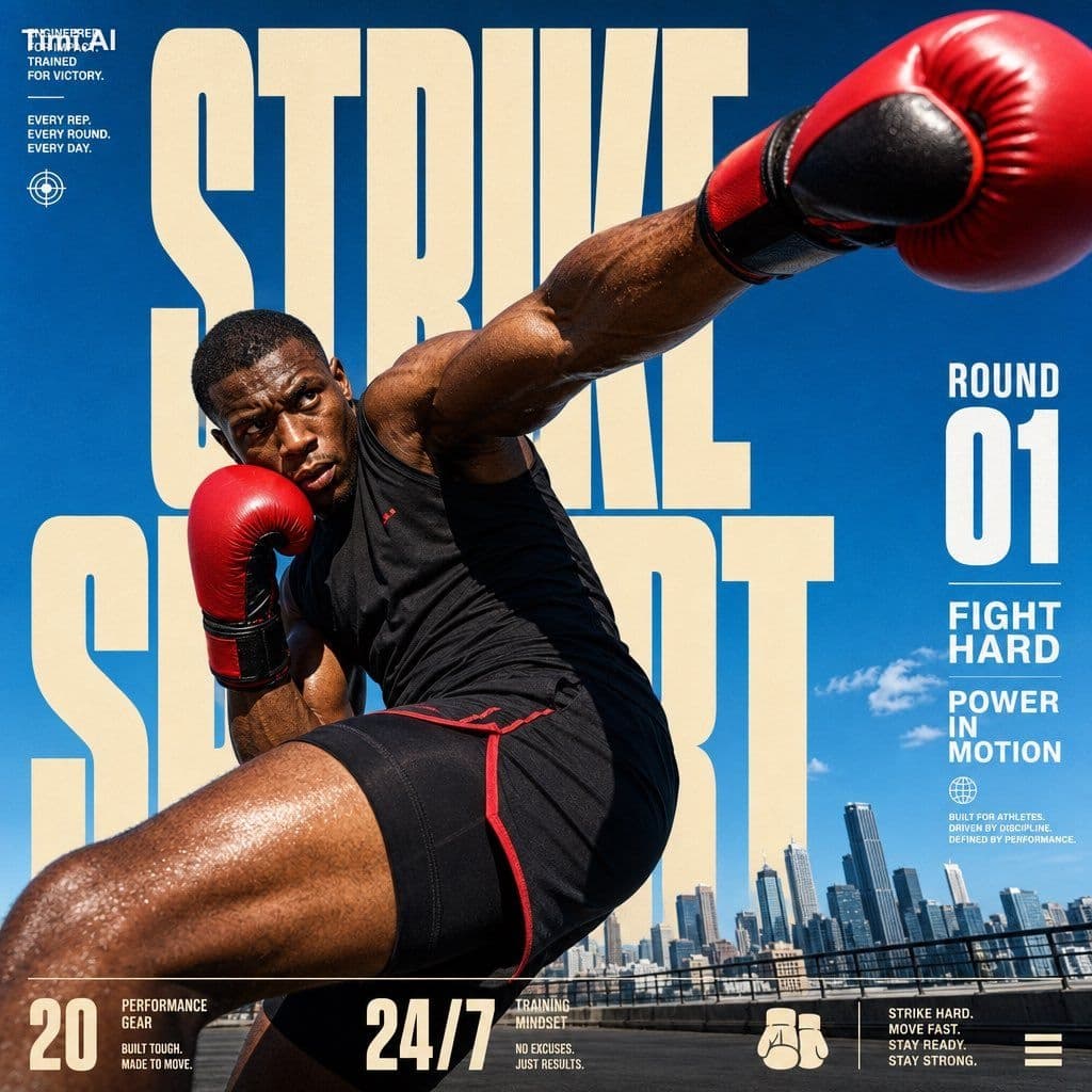 Create a 4:5 full-bleed editorial action poster for STRIKE S