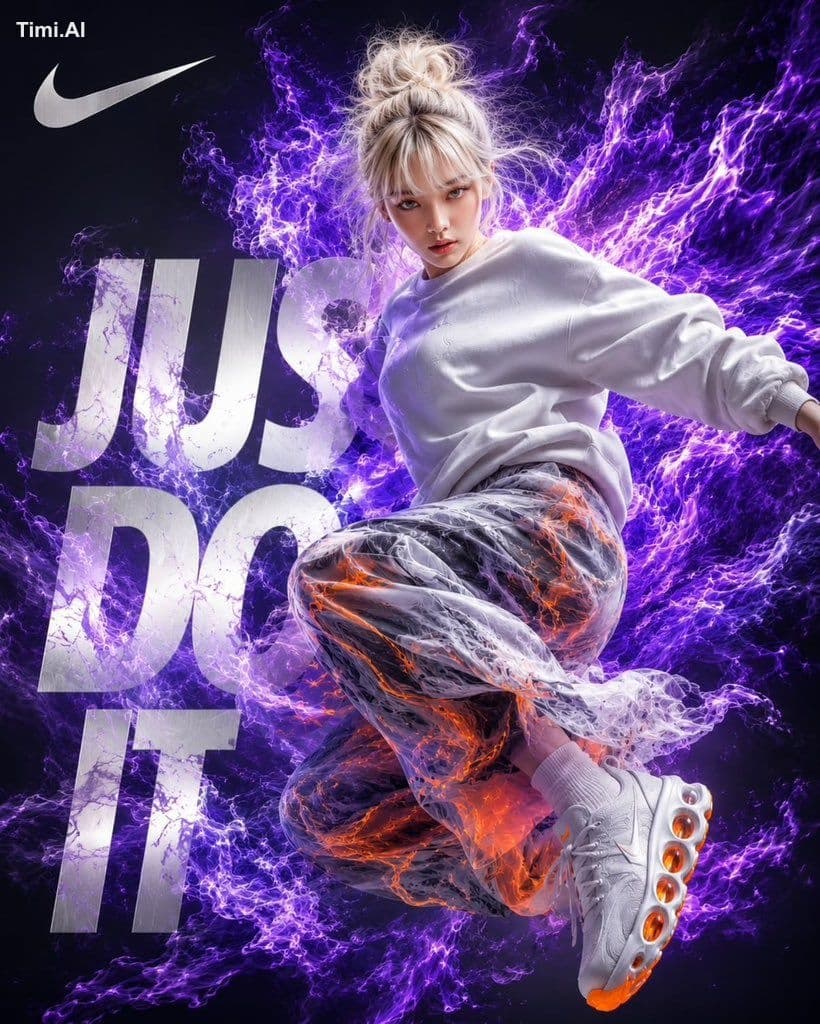 Ultra-premium sportswear advertising poster, dynamic airborn