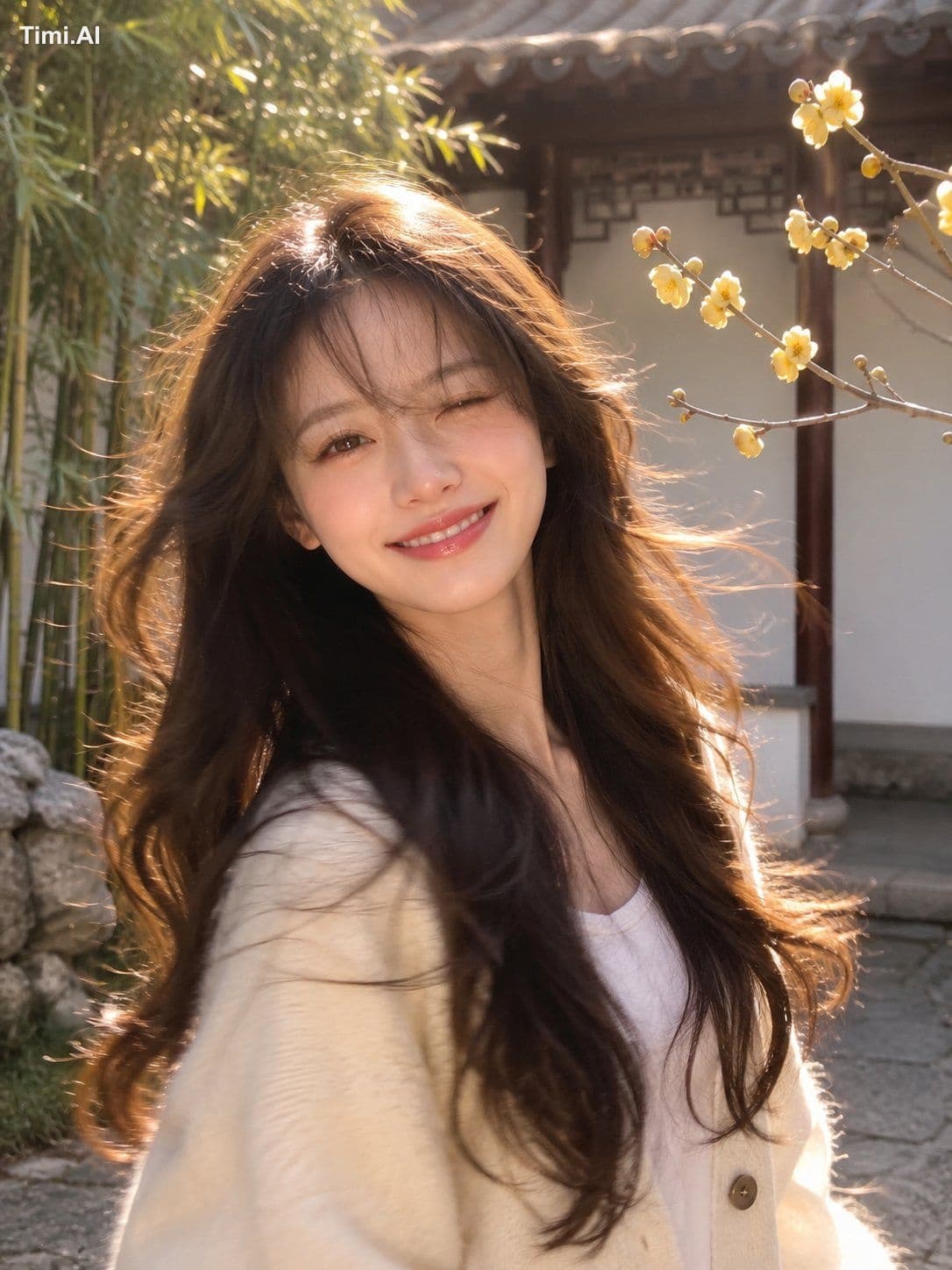 Ultra-realistic candid outdoor portrait of a beautiful young