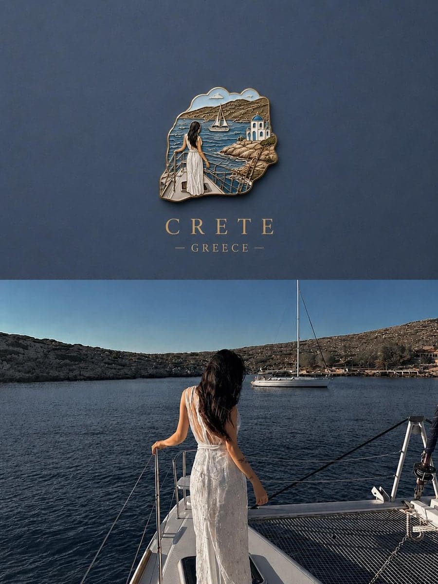Create a premium travel poster featuring a miniature 3D souv