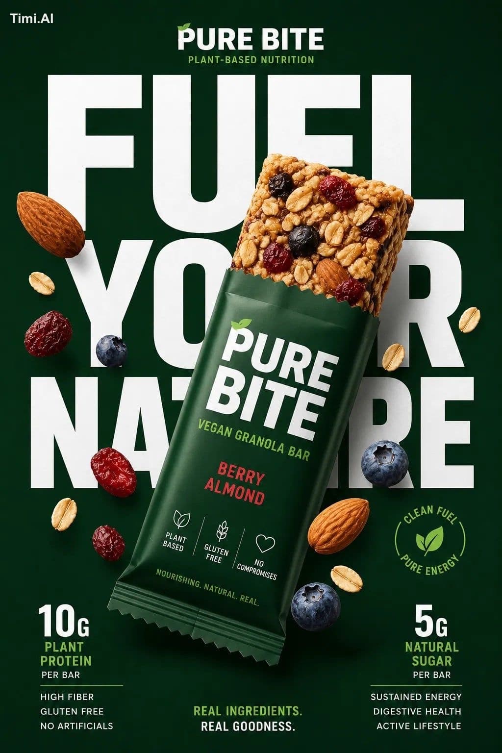 Create a premium FMCG healthy snack advertising poster inspi