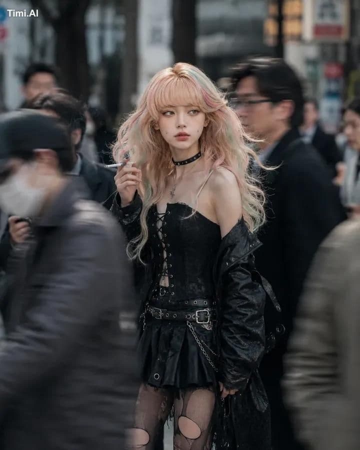 Ultra-realistic cinematic street portrait of a stylish young