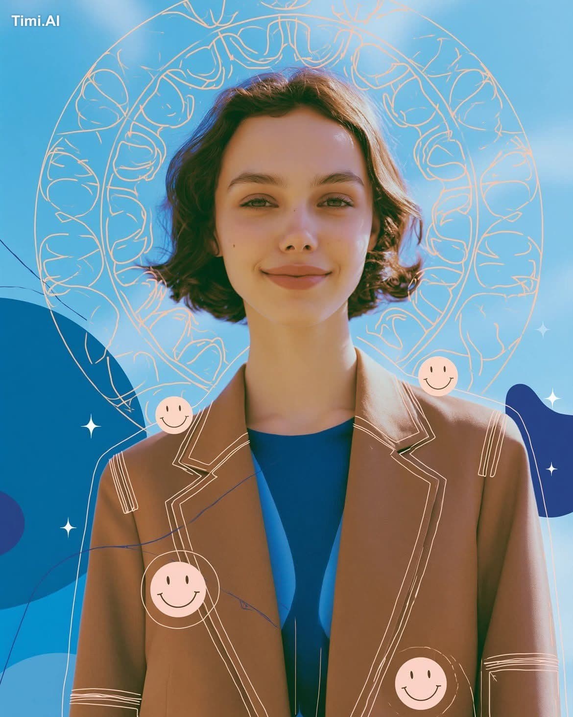 A clean, modern editorial fashion portrait of a young woman