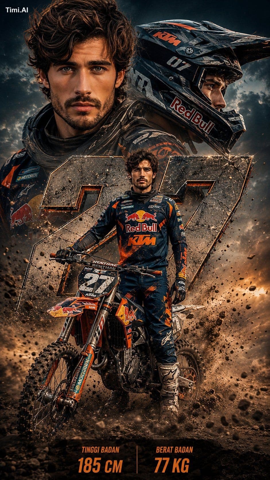 An ultra-realistic cinematic motocross sports poster with pr