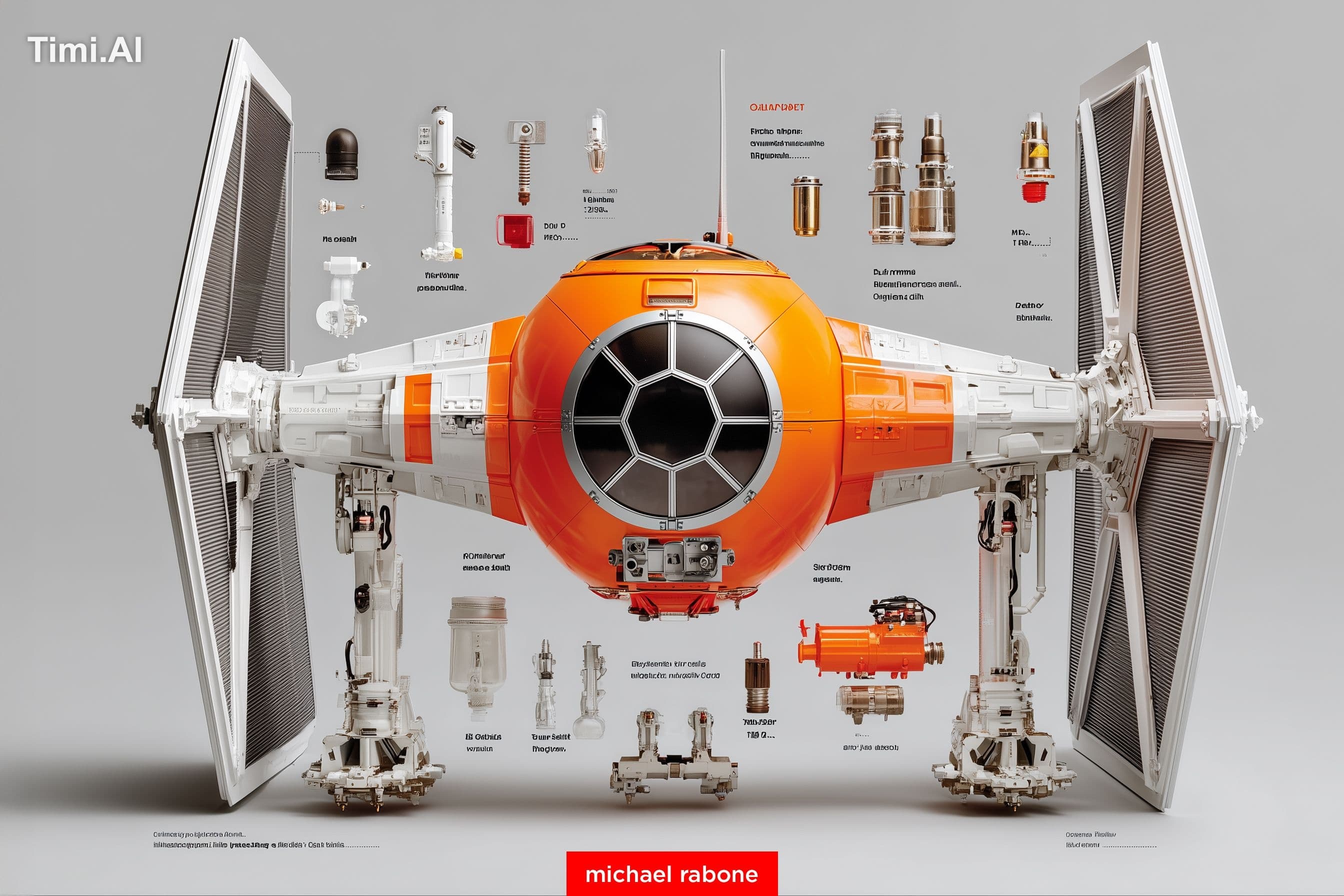 Autopsy infographic of geometric low-polygon TIE Fighter hyb