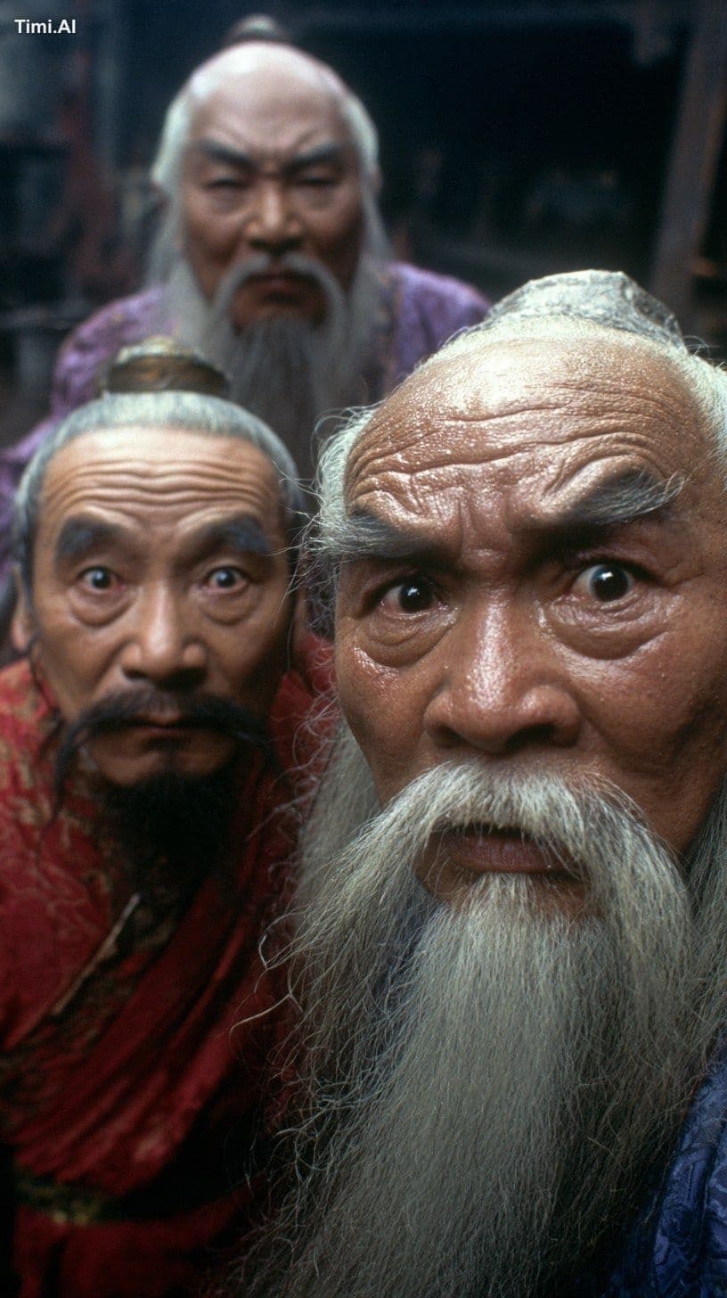 Chinese 1980s Wuxia movie still, VHS aesthetic, film grain,