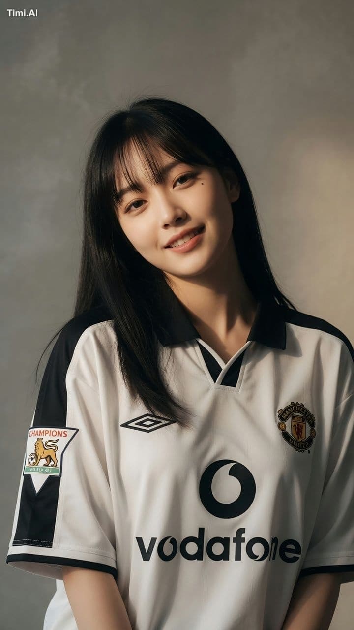 Photorealistic portrait of a young East Asian woman in her e