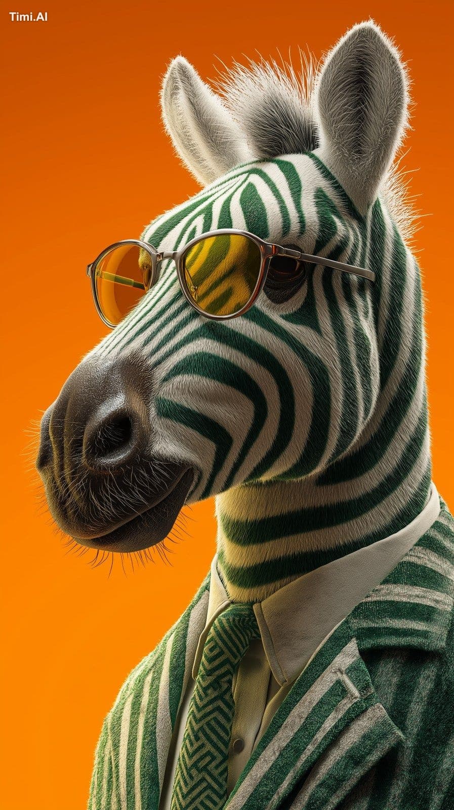 Uitra realistic anthropomorphic zebra wearing' stylish cloth