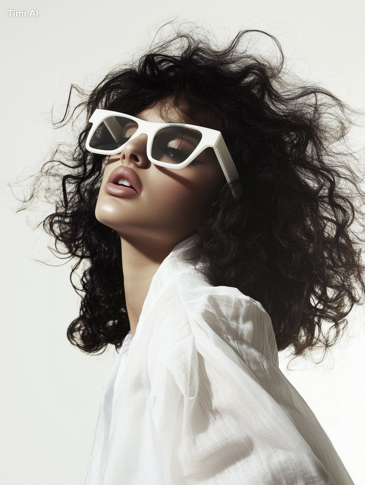 A Latin American woman aged 20-25 wearing dark glasses for H