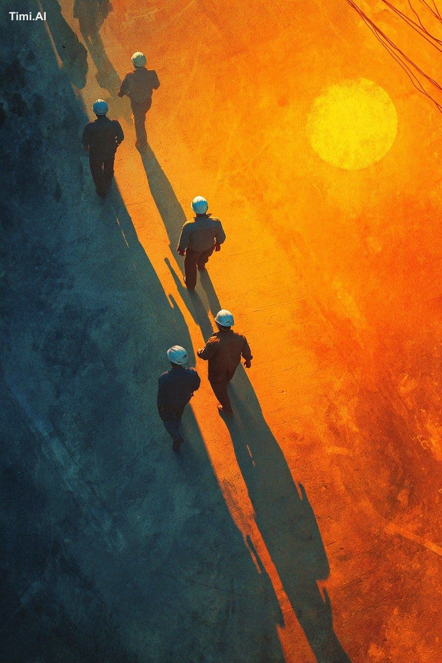 Movie poster, with the shadow of a Chinese power workers wea