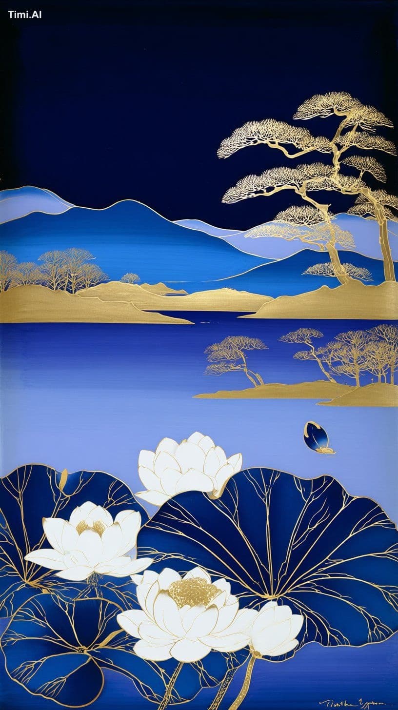 Traditional Japanese lacquerware art, makie style, deep indi