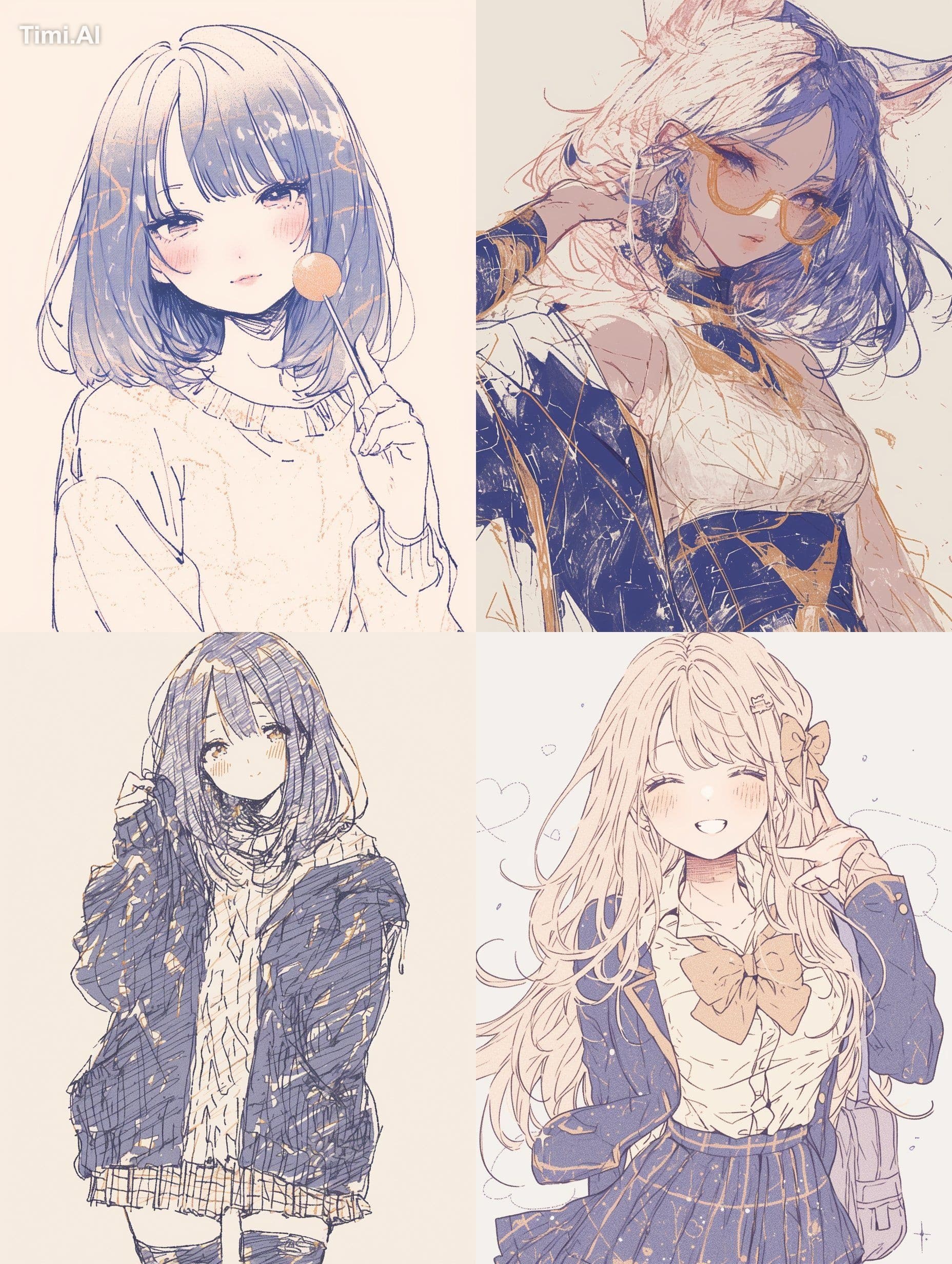 ペン画ラフ・青茶
--sref 189601371
#sref値を探そう