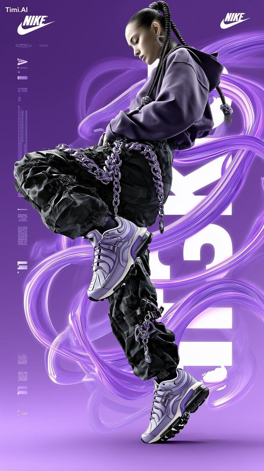 A dynamic fashion advertisement for Nike Air featuring a you