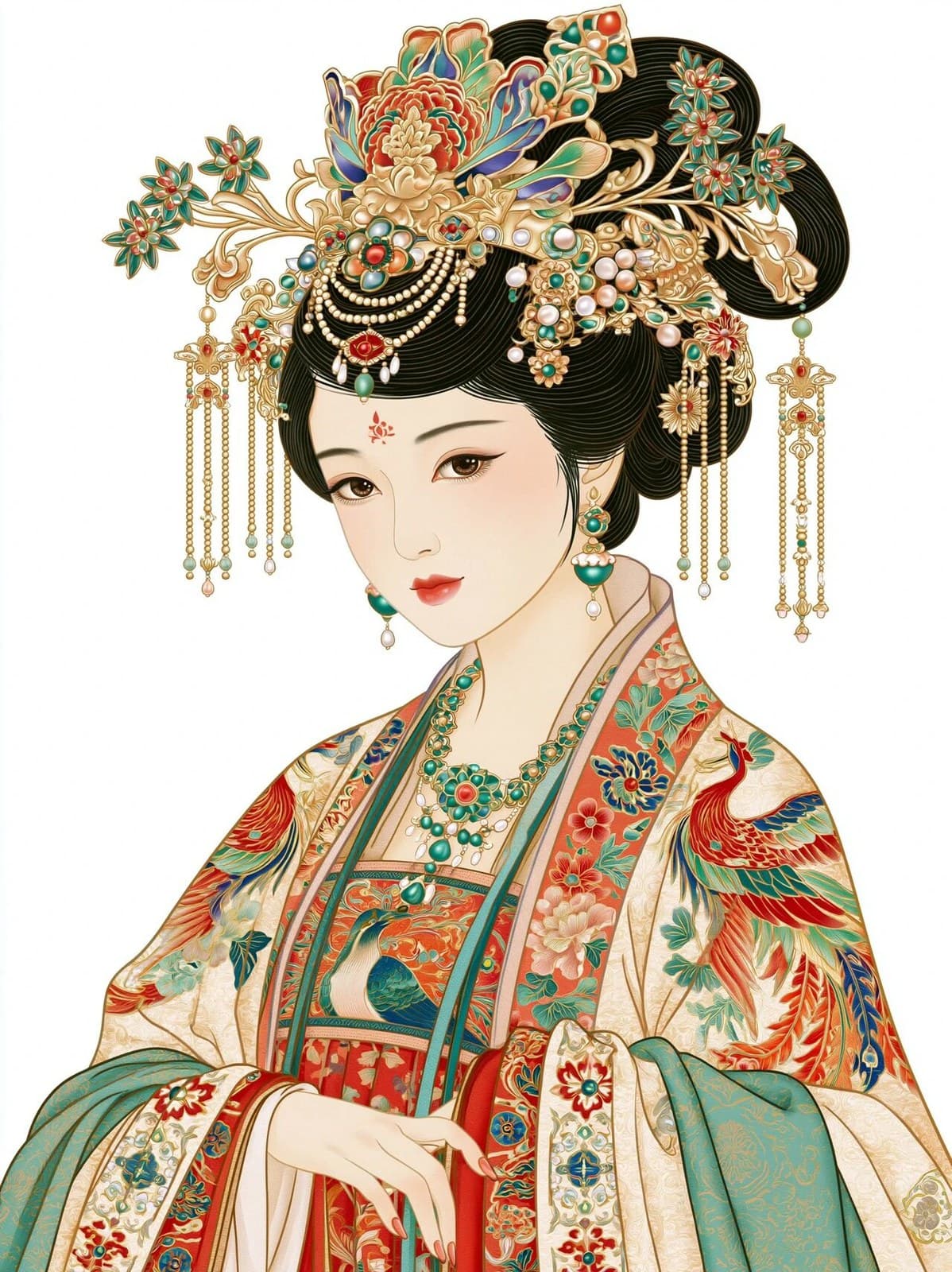 Tang dynasty court lady, pure traditional Chinese Gongbi pai