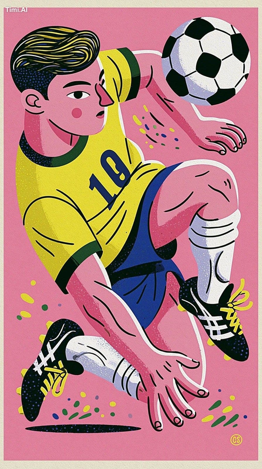 football superstar,brazil, shooting posture,yellow, green, b