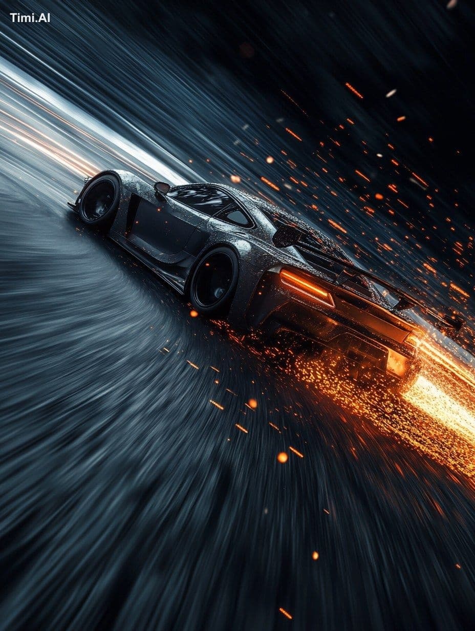 racing car, Light painting, Bullet Time, dark gray XIAOMI'sd