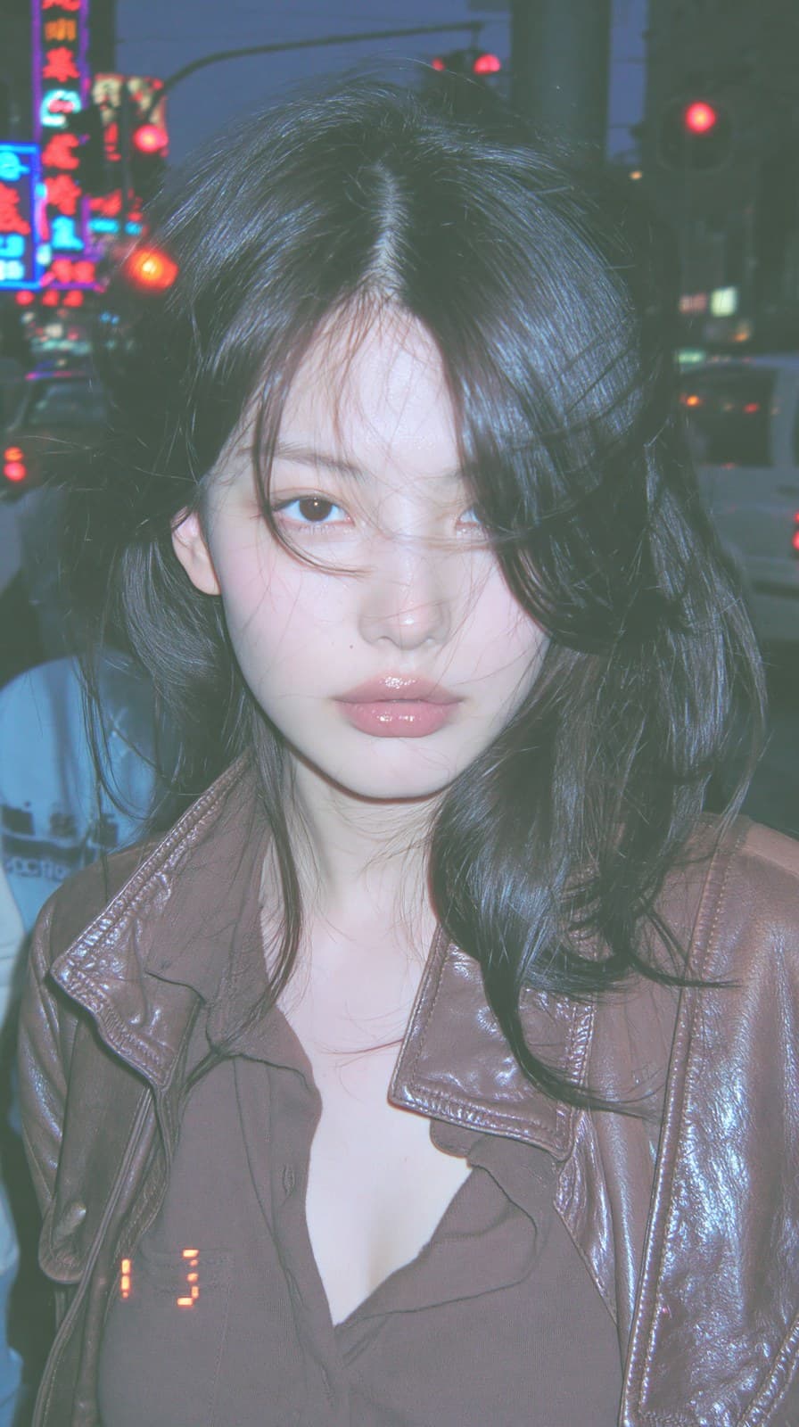 a cinematic night street portrait, y2k aesthetic, an extreme