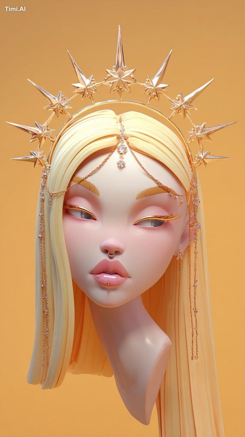 A **A highly detailed 3D stylized floating head portrait of