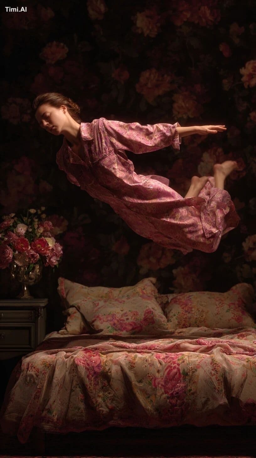 ultrarealistic shot of a woman sleepy about to fall on her b