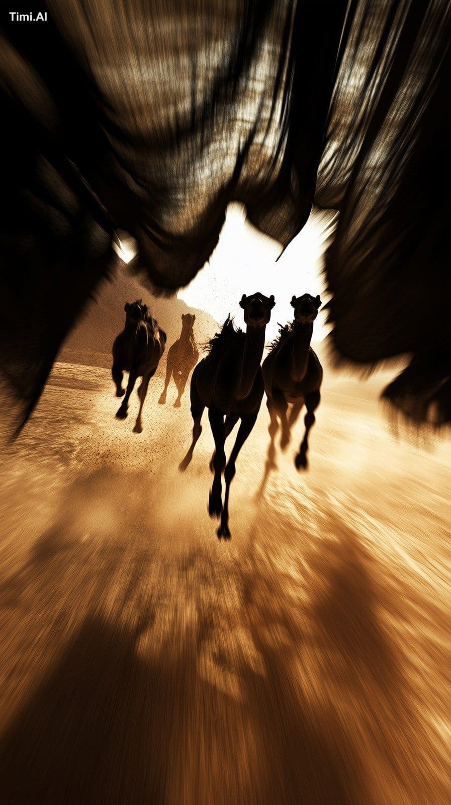A chilling cinematic scene in a vast, desolate desert at twi