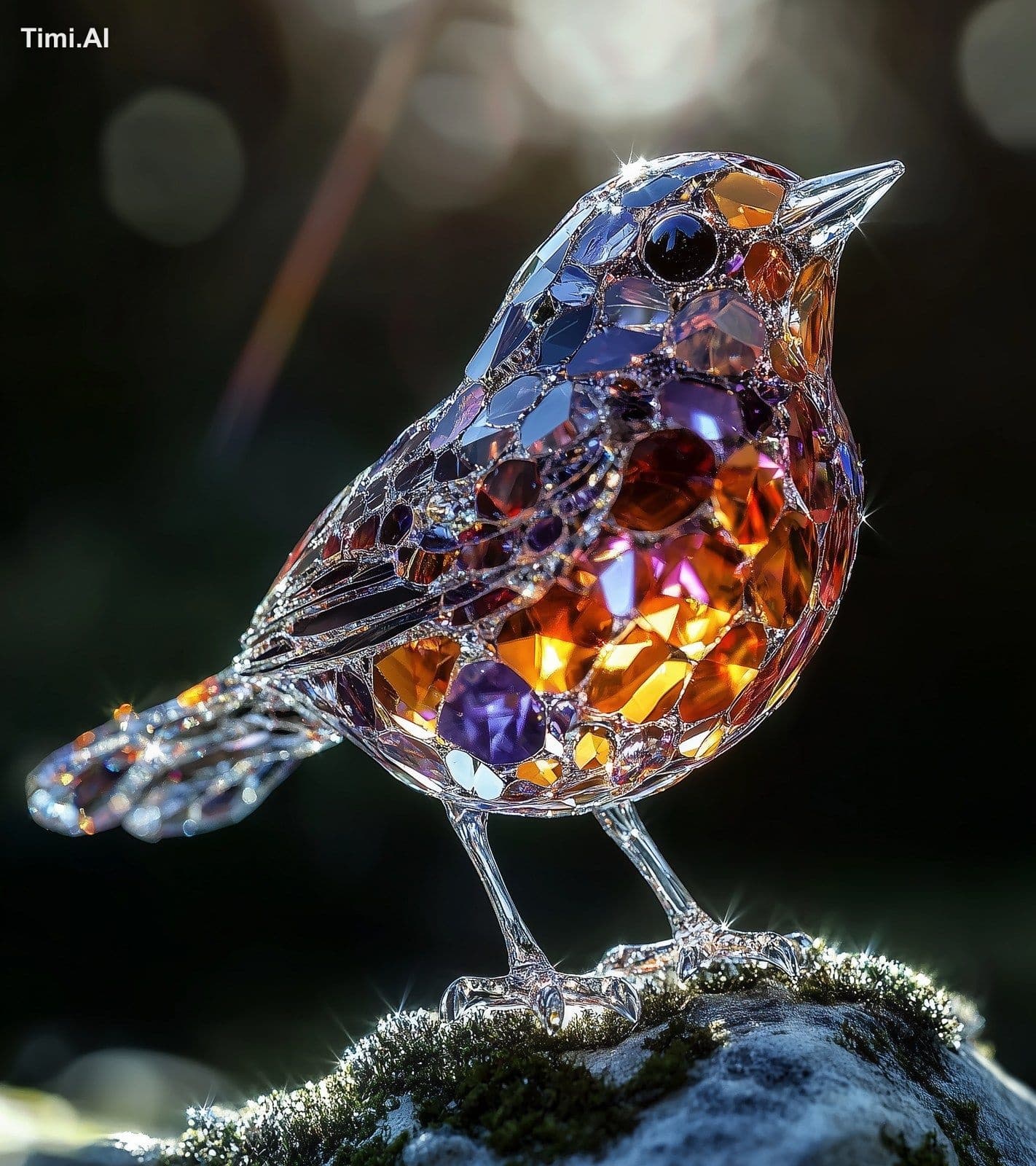 A beautiful crystal bird, a diamond in the shape of an Ameri