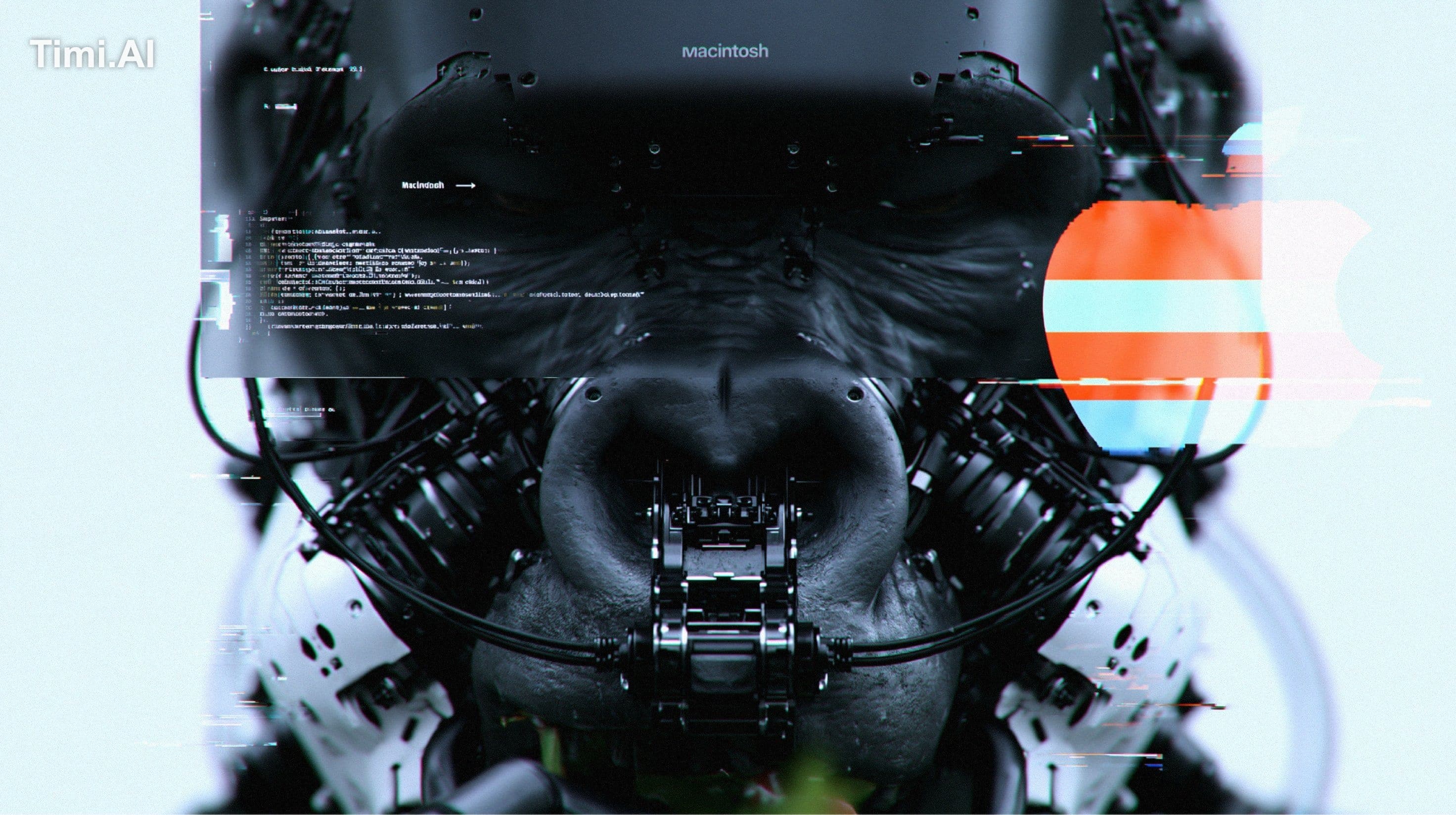 long distance telephoto mecha-gorilla face capture, vintage