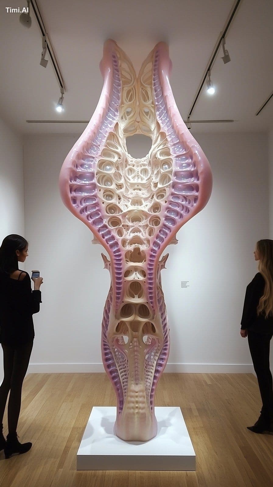 symmetrical tendril exoskeleton sculpture colored tan,pink,
