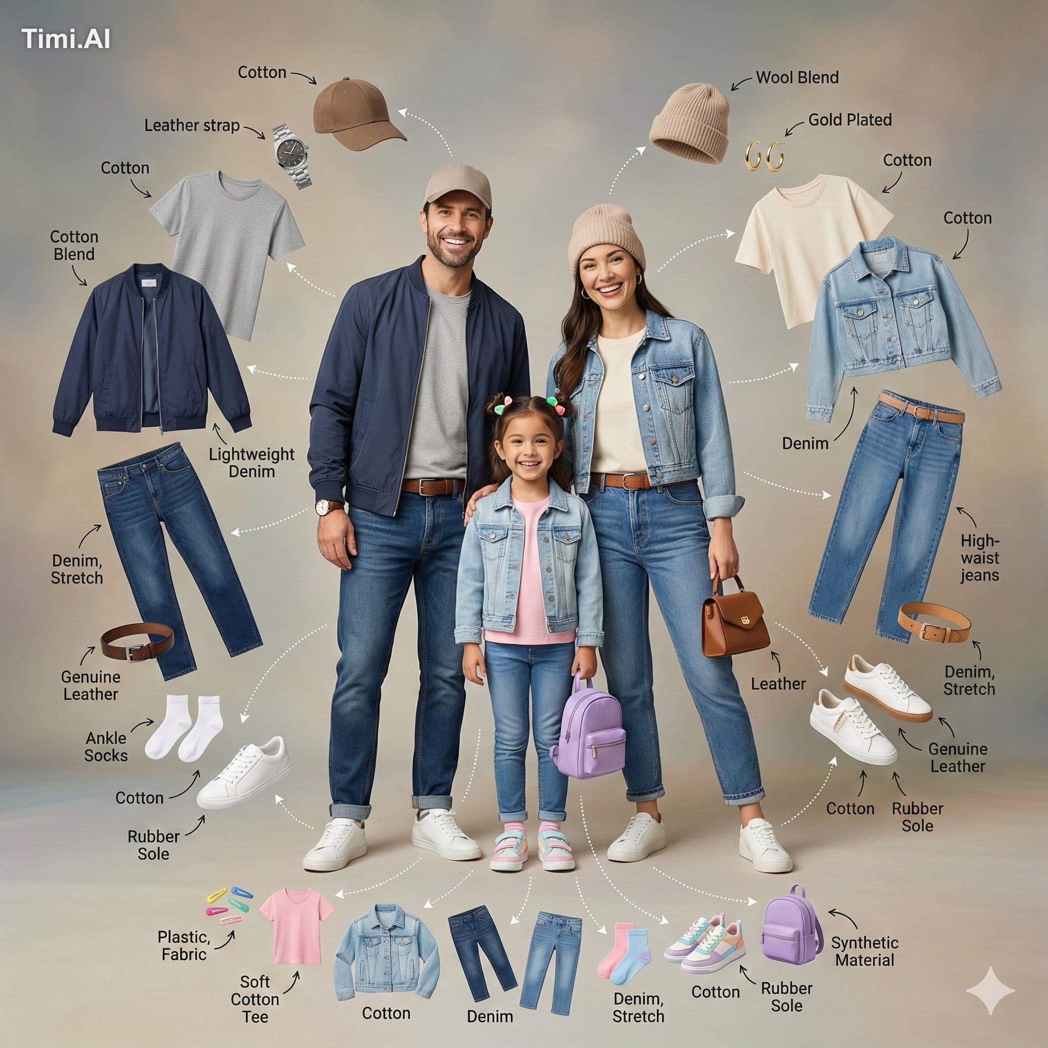 Ultra-realistic family fashion infographic photography featu