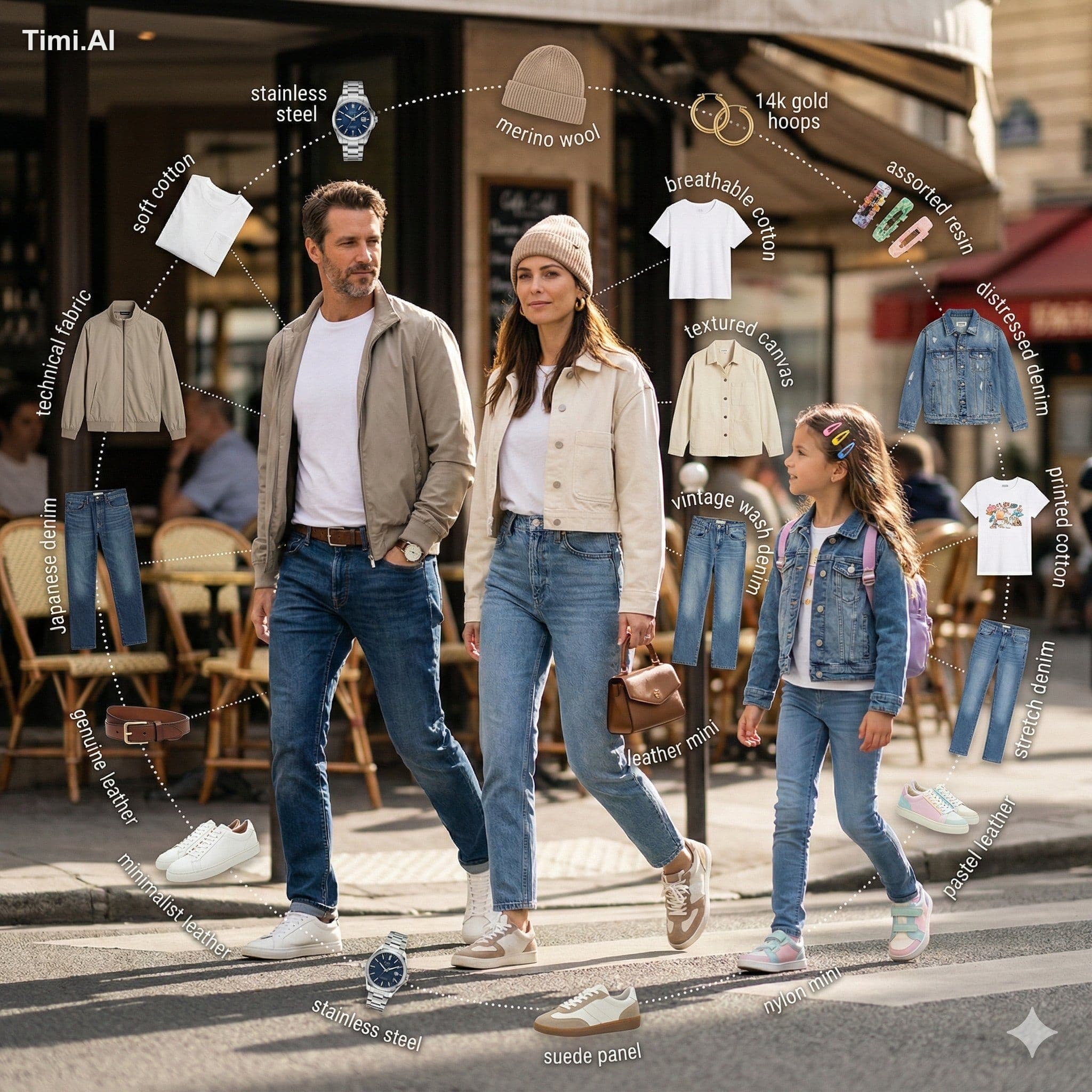 Ultra-realistic family fashion infographic photography featu