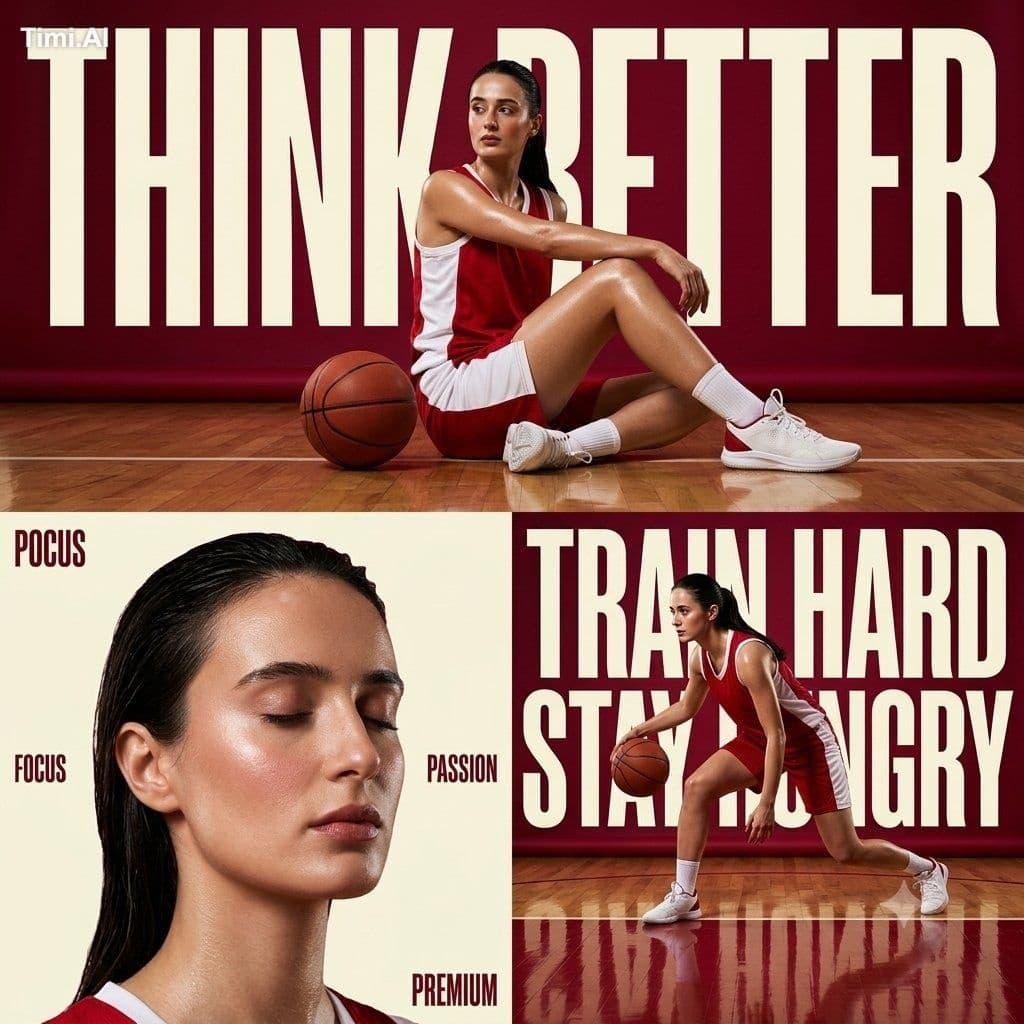 Ultra-premium sports editorial poster collage of a powerful